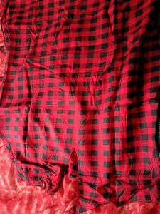 Red &amp; Black Checkered Kurta Unused