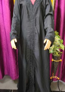 Elegant Black Abaya Anarkali Burqa  with Embroider