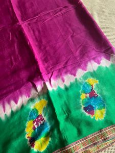 Pink And Green Silk Saree