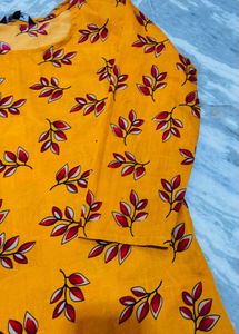 Yellow Leaf Print Kurta
