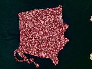 Red Floral Wrap Skort