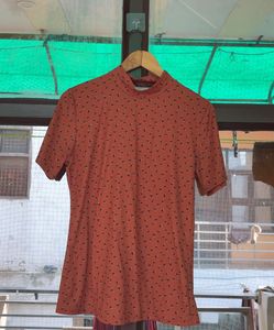 Trendy Printed Mock Neck Top