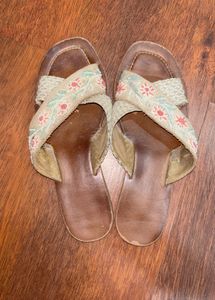 Embroidered Flat Sandals