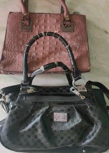 Two Women's Handbags - Pink and Black