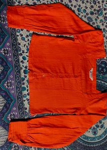 Square Neck Orange Cotton Top