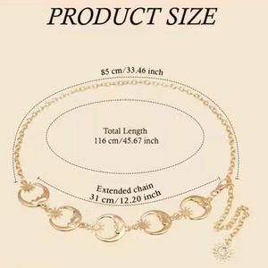 Y2K Trendy Moon &amp; Star Metal Aesthetic Belt(waist