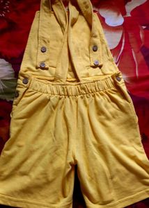 Yellow Shortalls with Flower Embroidery