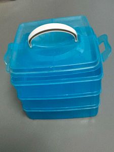 Blue Stackable Storage Container with Handle