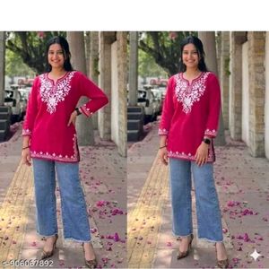 Elegant Embroidered Kurti and jeans