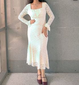 Elegant Lace Square Neck Dress