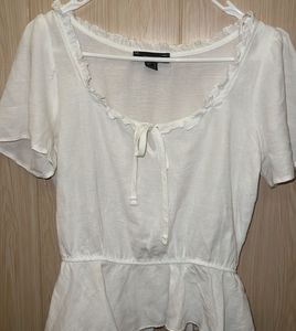 Whimsical White Ruffled Peplum Top