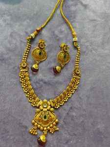 Gold-toned Necklace & Earring Set