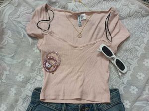 H&amp;M sweetheart neckline top