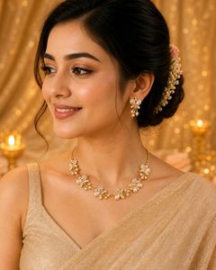 Elegant Pearl & Crystal Necklace Set