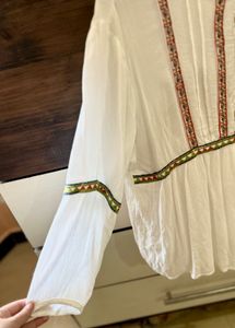 White Boho Embroidered Top | Flowy Aesthetic