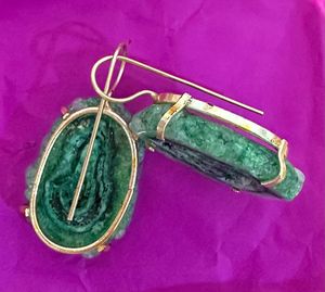 Real Natural Green Agate Slice Earrings