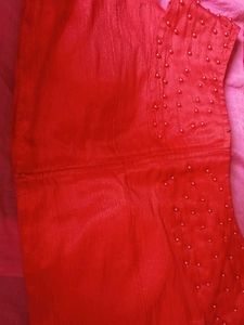 Stunning Red Pearl Embellished Blouse