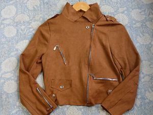 Brown Faux Suede Moto Jacket