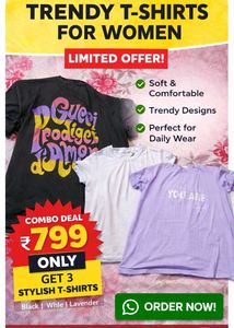 3 Stylish Women's T-Shirts Combo