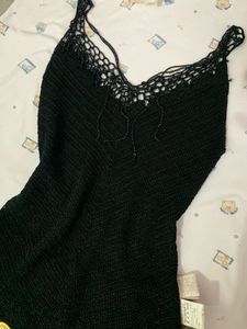 Elegant Black Beaded Knit Top