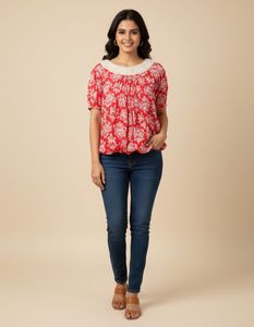 Red Printed Top