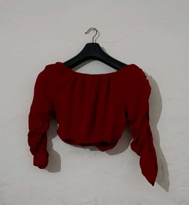 Chic Red Corset Style Crop Top