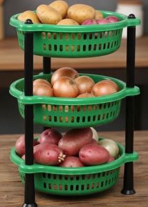 3-Tier Green Organizer Basket