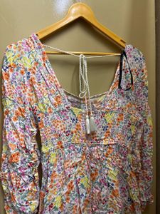 Floral Print Square Neck Midi Dress