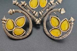 Unique Yellow Stone Dangle Earrings