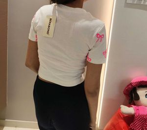 Cute Bow Print Crop Tee - XS/S