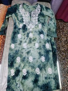 tie n dye chikankari Kurta with bottom