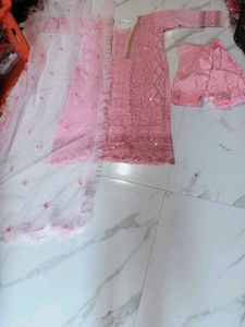 Elegant Pink Sequined Kurta Set