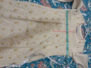 Embroidered Beige Kurta Set