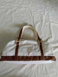 Stylish White &amp; Brown Hobo Bag