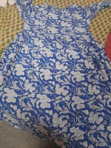 Blue Floral Print Cotton Blouse