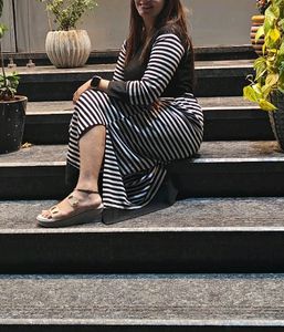 Stripped Slit Dress