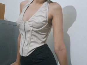 Chic Corset Halter Top with Zipper