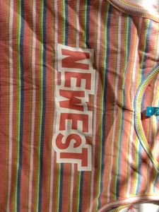 Striped Tank Top with "Newest" Graphic