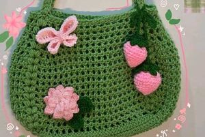 Handmade Crochet Shoulder Bag with Cute Charms