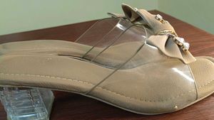Nude Elegant Bow Detail Slides