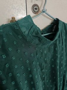 Emerald Green Textured Midi Dress