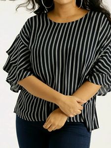 🔥BUY1GET1🔥women's Navy blue off-white striped to