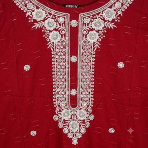 Maroon Embroidered Kurta Set xxl size