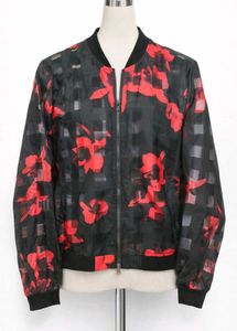 Sheer Floral Bomber Jacket