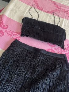 Fringe Black Two-Piece Set