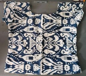 Blue & White Printed Cotton Blouse