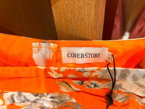 Orange Floral Ruched Puff Sleeve Crop Top