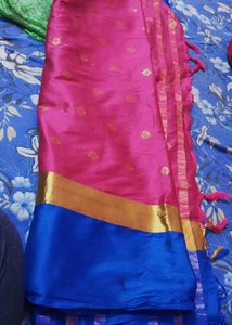 Pink & Blue Saree