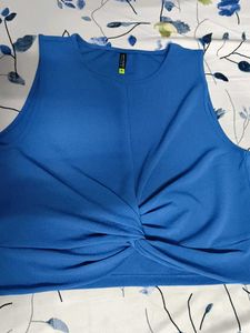 Blue Twisted Crop Top