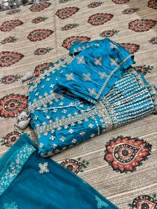 Stunning Embellished Teal Lehenga Skirt